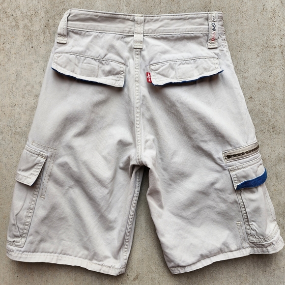 Y2k Levis Workwear Cargo Baggy Skater Boy's Beige Khaki Shorts, Size 10 Youth‎ - Picture 5 of 12